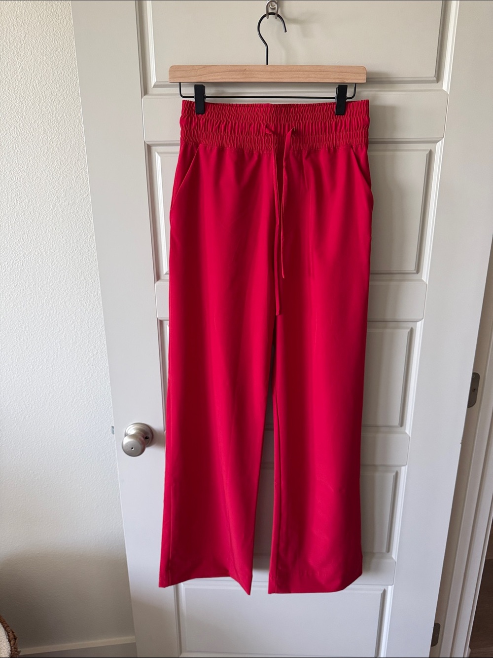 Albion Bright Red Women's Jogger Pants with Drawstring Waist